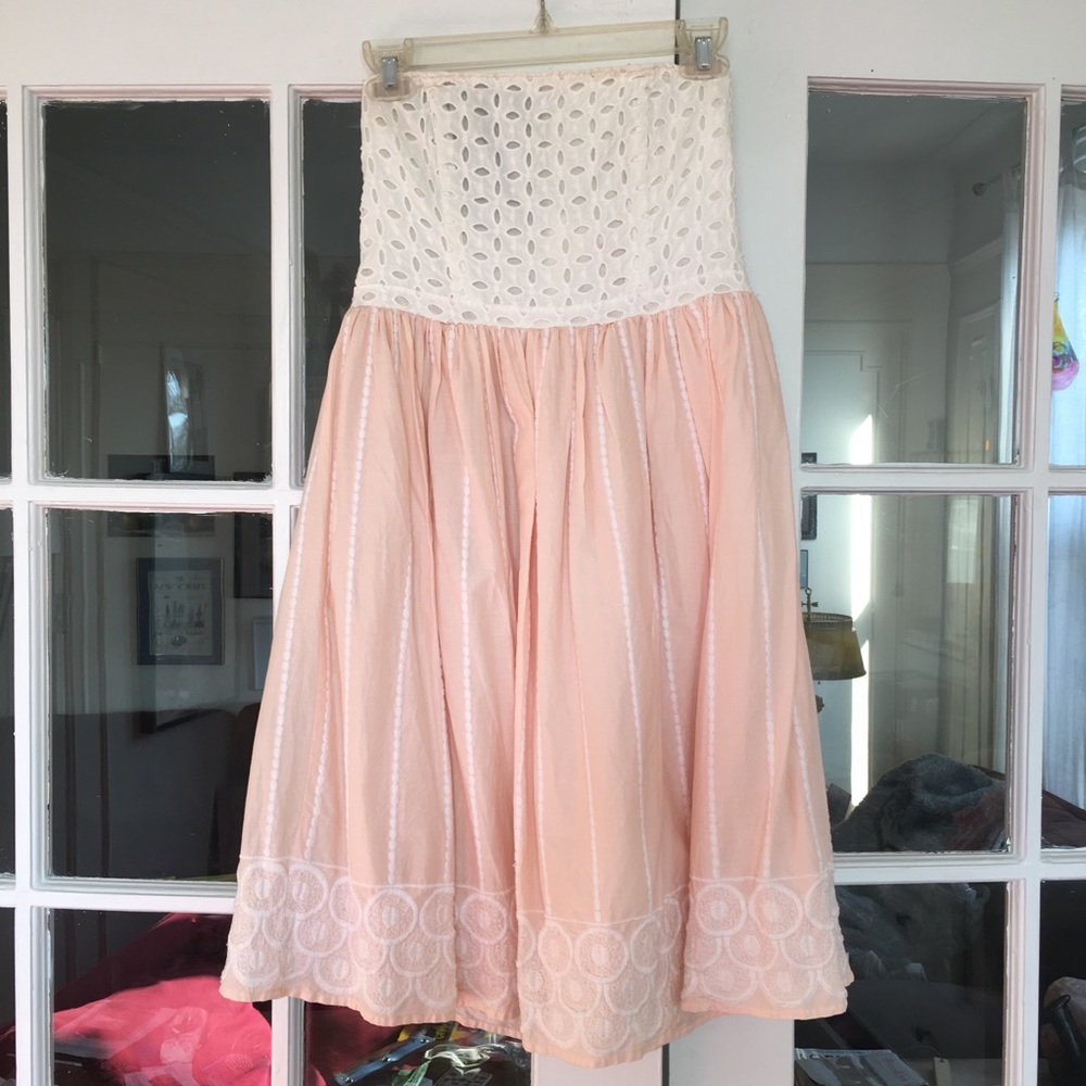 H&M Pink and White Eyelet Sundress size 8